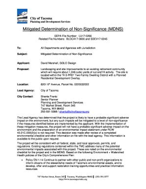 Fillable Online Mitigated Determination Of Non Significance Mdns Fax