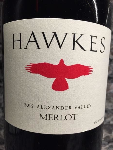 2012 Hawkes Merlot Usa California Sonoma County Alexander Valley