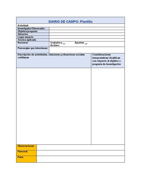 Descarga Gratuita De Ejemplos De Diarios De Campo En Pdf