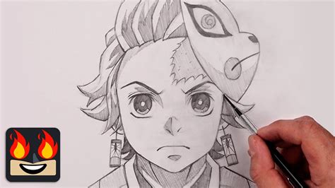 How To Draw Tanjiro Demon Slayer Sketch Tutorial Youtube