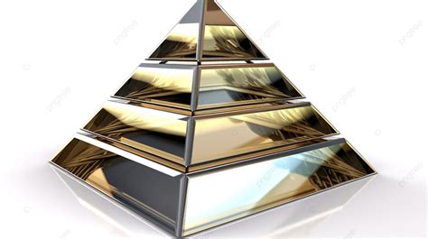 Gleaming 3d Pyramid With Five Levels Cast Shadow And Smooth Reflection