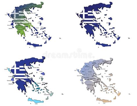 Karten Von Griechenland Mit Staatsflaggeikonenvektor Entwurfssymbol