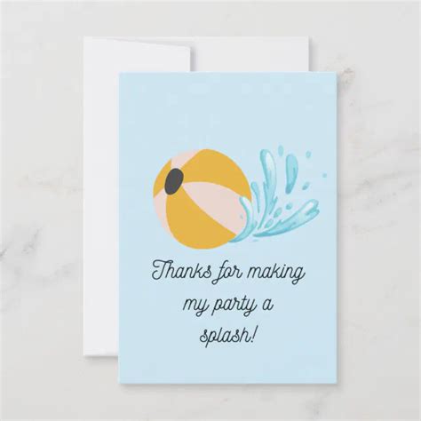 Pool Party Thank You Card Zazzle