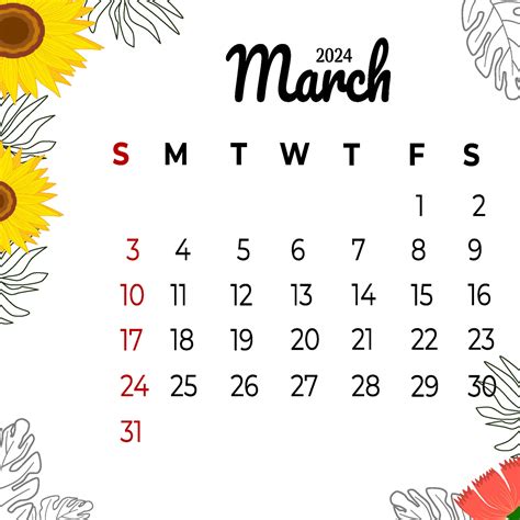 Calendar March 2024 Week Start Sunday 32422336 Vector Art At Vecteezy