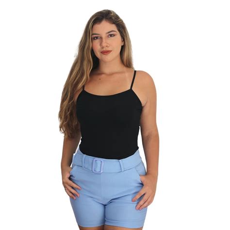 Blusinha de alcinha alça fina regata moda feminina preta básica