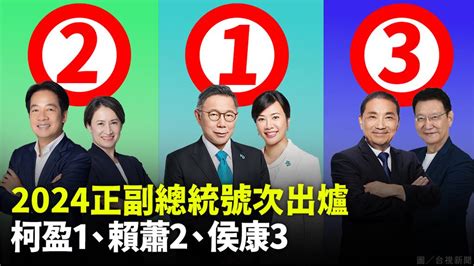 2024正副總統候選人號次出爐！1號柯盈配、2號賴蕭配、3號侯康配