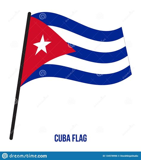 Ejemplo Del Vector Que Agita De La Bandera De Cuba En El Fondo Blanco