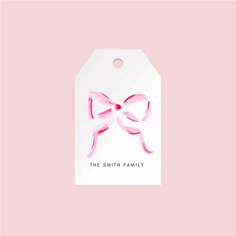 Custom Gift Tags: Personalized Watercolor Pink Bow - Etsy