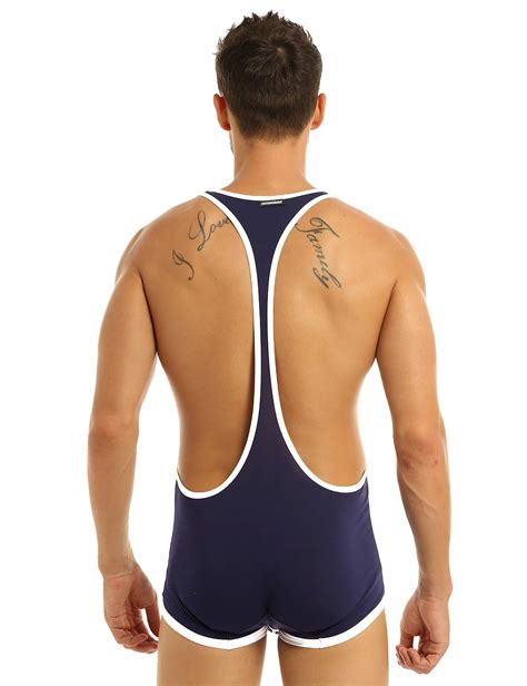 Panegy Mens Bodysuit Mesh Jockstrap Wrestling Singlet Breathable