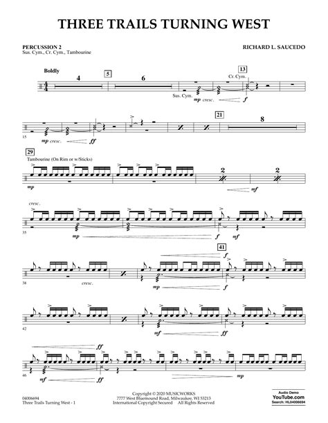 Three Trails Turning West Percussion By Richard L Saucedo Sheet