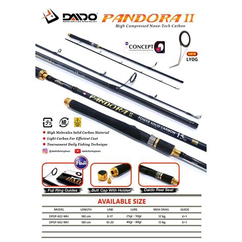 Jual Joran Spinning DAIDO Pandora II 180 FUJI Carbon Solid Kekuatan