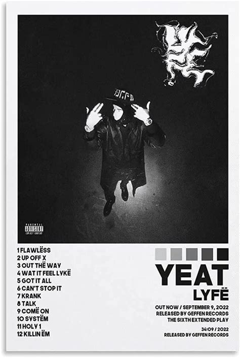 Yeat Poster Lyfe Poster Album Cover Posters For Room Aesthetic Canvas