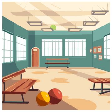 Gymnasium Clipart An Empty Gym Room With Benches And Balls Cartoon ...