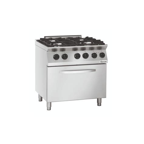 Cuisinière inox à gaz 4 feux sur four électrique GN 2 1 GAZ 400