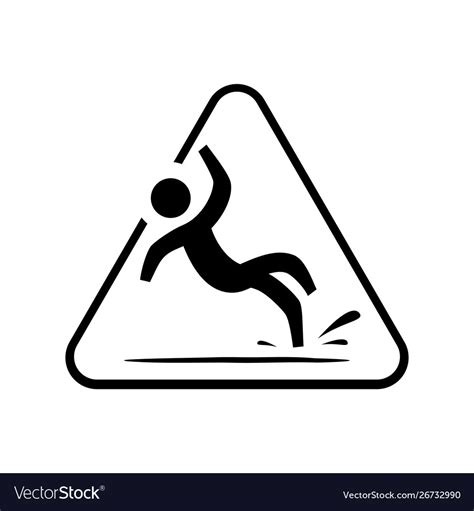 Yellow Triangle Caution Slippery Floor Logo Sign Vector Image