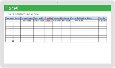 Lista De Tareas En La Plantilla De Excel