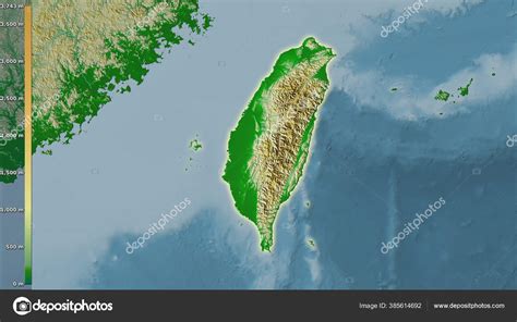 Physical Map Taiwan Area Stereographic Projection Legend Raw