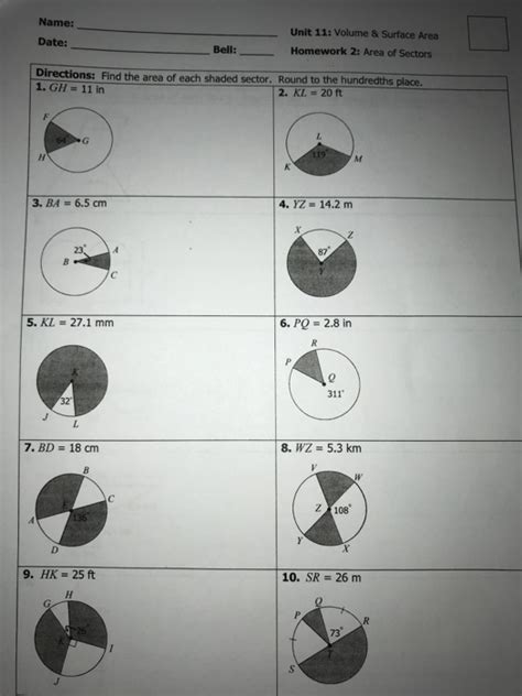 Solved Name Date Unit 11 Volume Surface Area Homework Chegg