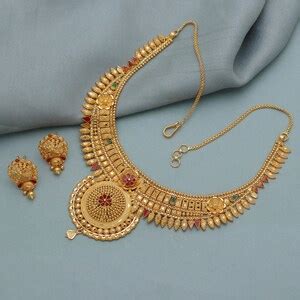 22k Yellow Gold Necklace Set, Indian Gold Set, Indian Gold Jewelry ...