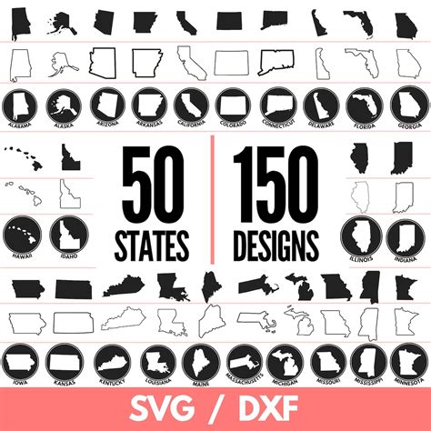 Usa States Svg Bundle 50 States Svg Bundle Laser Cut Files Cut Files