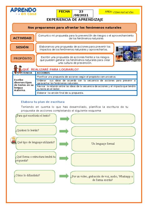 Elaboramos Una Propuesta De Acciones Para Prevenir Los Impactos De Los