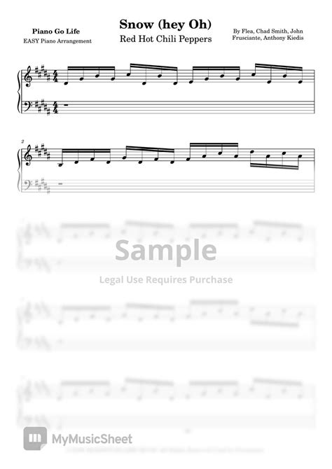 Red Hot Chili Peppers Snow Hey Oh Easy Sheets By Piano Go Life