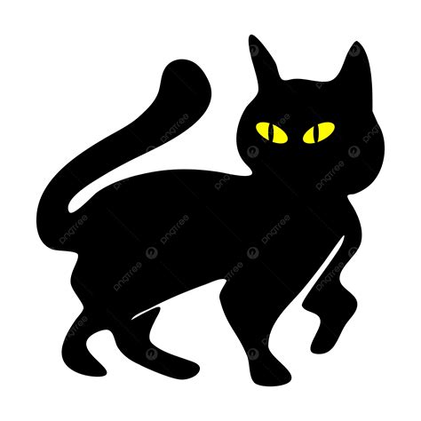 Black Cat Standing Vector Drawing Black Cat Cat Standing Paint Png