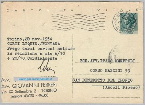 Cartolina Postale 20 Lire Siracusana Scritta Lunga Mezzo Secolo Di