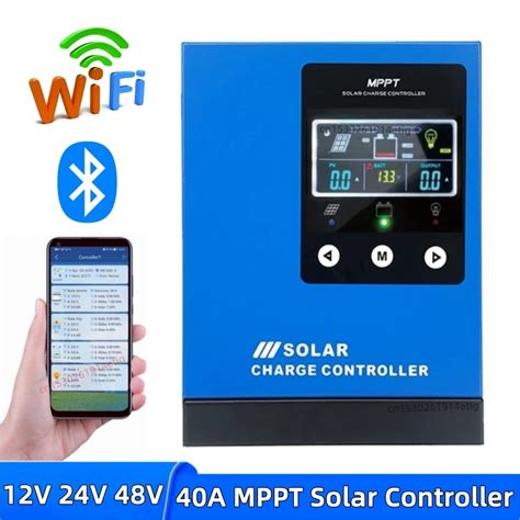 30A 40A MPPT Regulator Adowania S Onecznego WiFi Bluetooth 12V 24V 48V