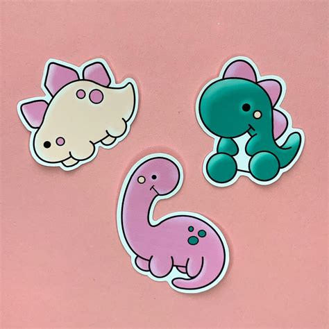 Cute Dinosaur Stickers Cute Pastel Animal Stickers Gift for - Etsy