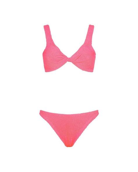 Hunza G Juno Twist Detailed Bikini Set In Pink Lyst