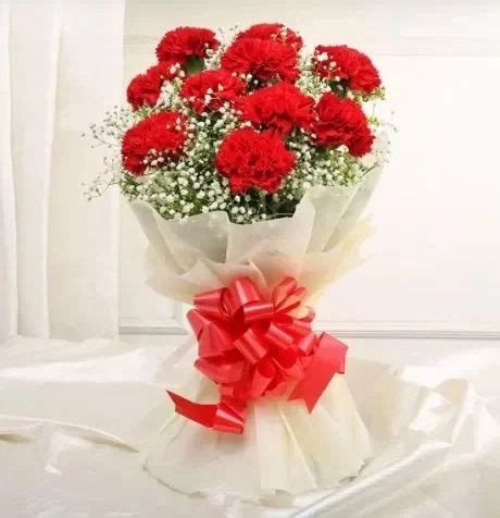 Red Carnations Bouquet - Birthday, Asiatic Bouquet, फूलों का गुलदस्ता ...