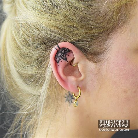 Small Flower Tattoo Ear Best Flower Site