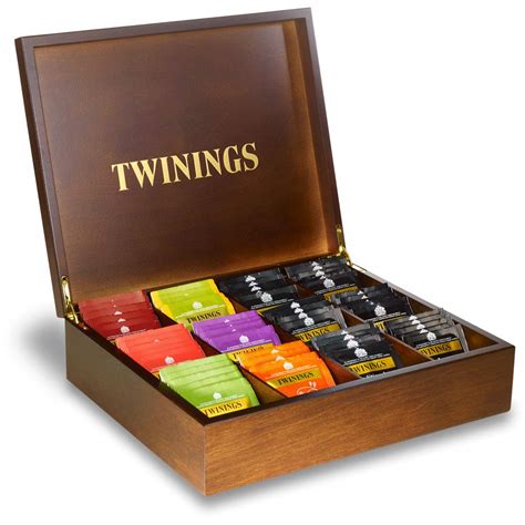 Buy Twinings Exclusive Luxury Dark And Gold Wooden 12 Compartment Large Wooden Tea Chest Caddy