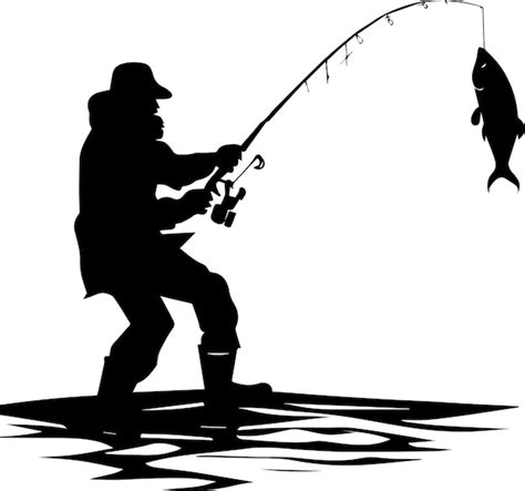 Premium Vector Fisher Man Catching A Fish Vector Silhouette