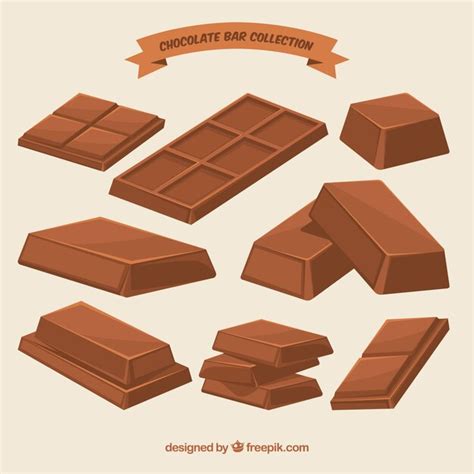 Free Vector Chocolate Bars And Pieces Collection With Different Shapes And Flavors