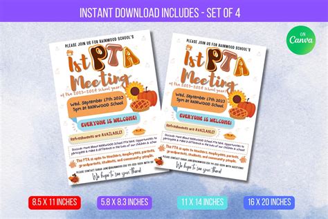 EDITABLE PTA Meeting Handout Flyer School Information Meeting - Etsy