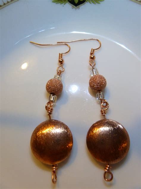 Copper Lady Earrings Dangle Earrings With Copper Beads Etsy