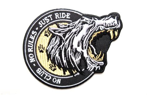 NO CLUB NO RULES JUST RIDE WOLF BIKERS VEST JACKET EMBROIDERED IRON ON