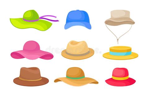 Fije De Diversos Sombreros Del Verano Ilustraci N Del Vector En El