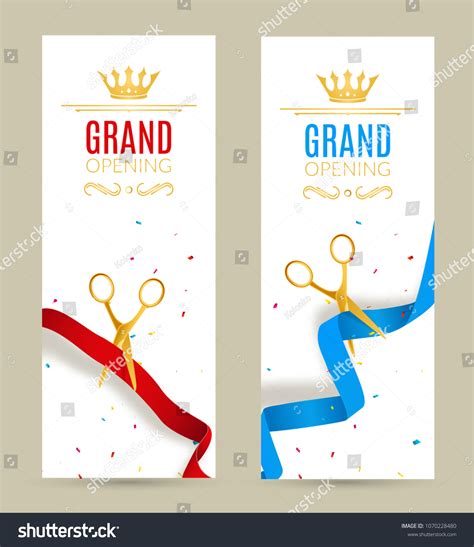 Grand Opening Invitation Banner Golden Ribbon Stock Vector (Royalty ...