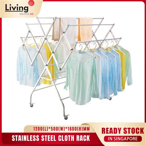 Stainless Steel Foldable Drying Clothes Rack Shopee Singapore