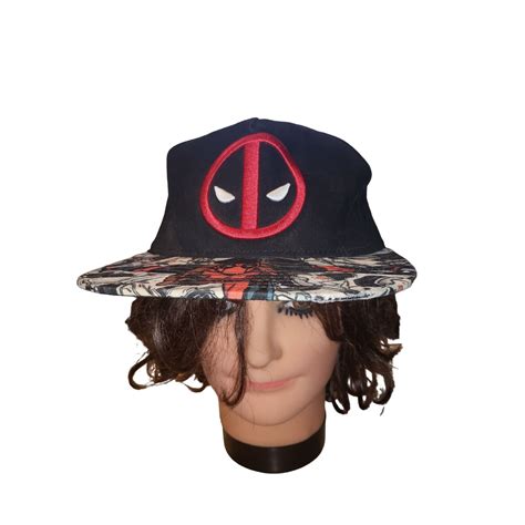 marvel comics marvel deadpool snapback hat  adustable black
