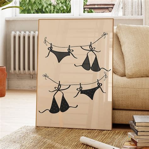 Miluva Hanging Bikini Art Print Bathing Suit Poster Beachy Coconut