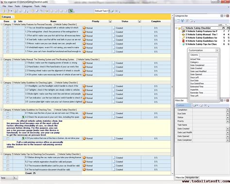 Vehicle service checklist form