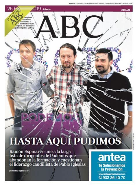 La portada de ABC del sábado 26 de enero Portadas Abc Musica