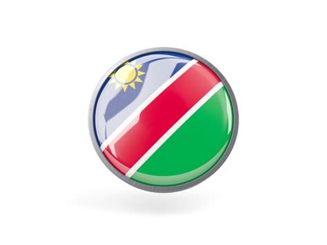 Metal Framed Round Icon Illustration Of Flag Of Namibia