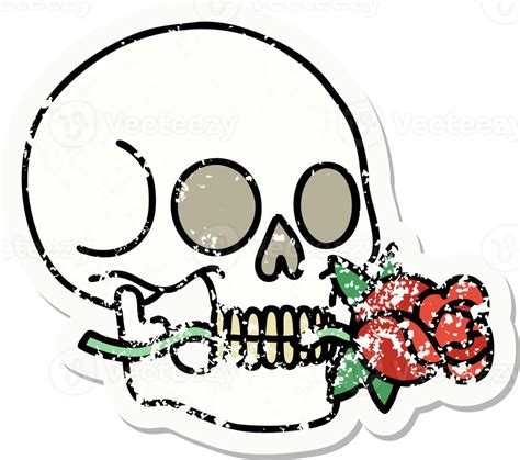 Distressed Sticker Tattoo In Traditional Style Of A Skull 45159667 Png