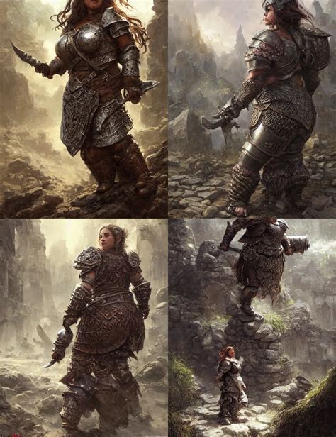 Krea Chubby Female Dwarf Warrior Wearing Heavy Plate Armor Robust