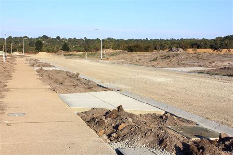 Construction Of New Road In Subdivision Stock Image Image Of